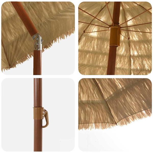 Grote foto vidaxl strandparasol bruin 206 x 209.5 cm staal tuin en terras overige tuin en terras