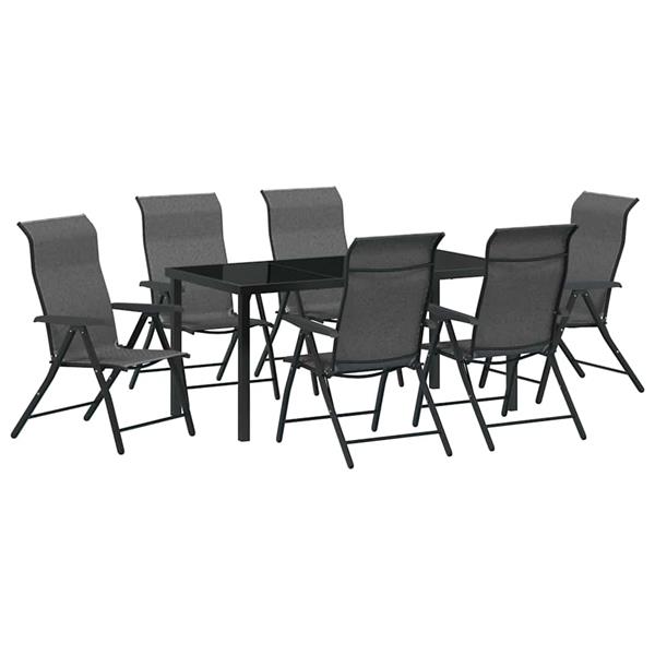 Grote foto vidaxl tuin eetset 7 pcs grijs poly riet tuin en terras tuinmeubelen