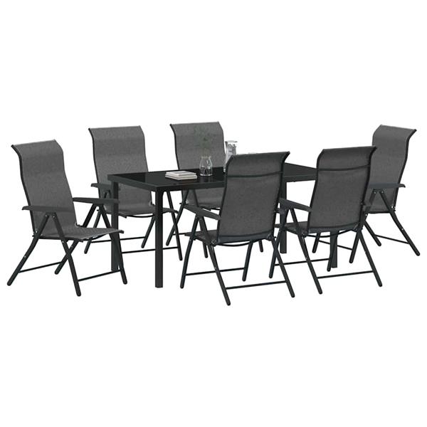 Grote foto vidaxl tuin eetset 7 pcs grijs poly riet tuin en terras tuinmeubelen
