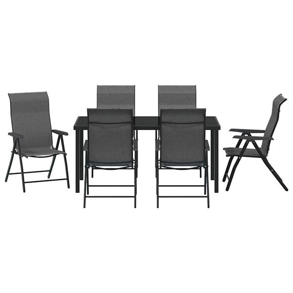 Grote foto vidaxl tuin eetset 7 pcs grijs poly riet tuin en terras tuinmeubelen