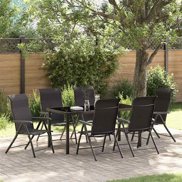 Grote foto vidaxl tuin eetset 7 pcs zwarte koffie poly riet tuin en terras tuinmeubelen