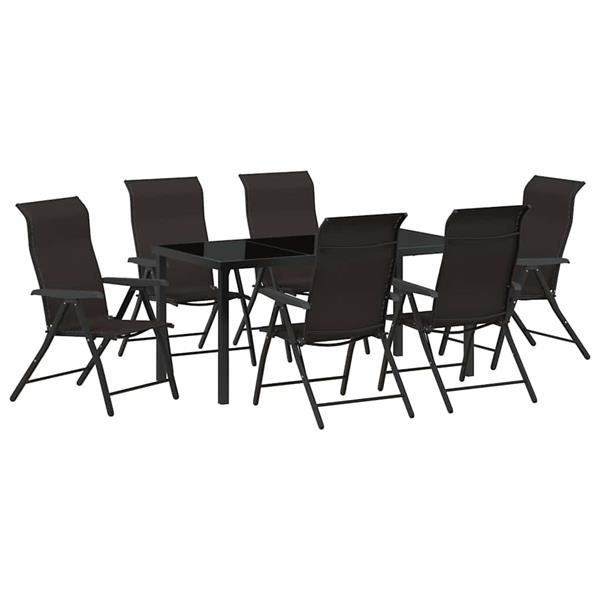 Grote foto vidaxl tuin eetset 7 pcs zwarte koffie poly riet tuin en terras tuinmeubelen