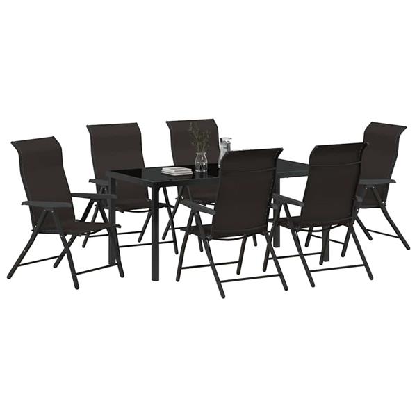 Grote foto vidaxl tuin eetset 7 pcs zwarte koffie poly riet tuin en terras tuinmeubelen