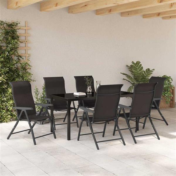Grote foto vidaxl tuin eetset 7 pcs zwarte koffie poly riet tuin en terras tuinmeubelen
