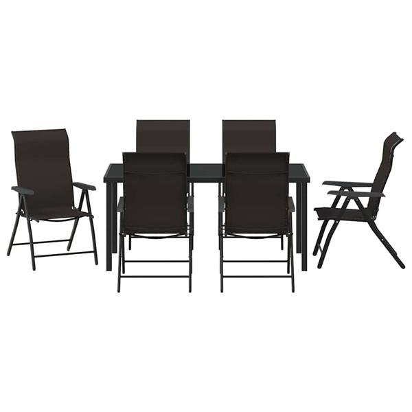 Grote foto vidaxl tuin eetset 7 pcs zwarte koffie poly riet tuin en terras tuinmeubelen