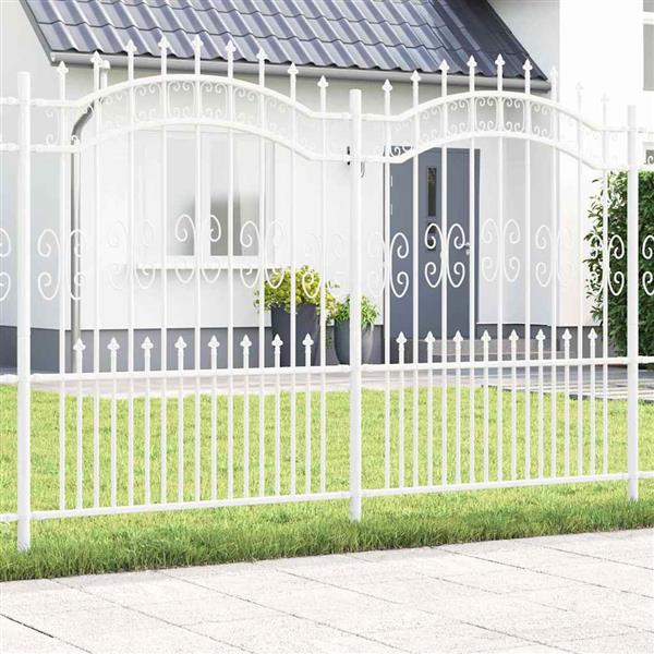 Grote foto vidaxl tuin hek wit 190 cm poedergecoat staal tuin en terras hekken en schuttingen