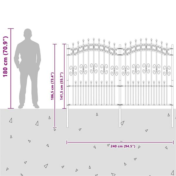 Grote foto vidaxl tuin hek wit 190 cm poedergecoat staal tuin en terras hekken en schuttingen