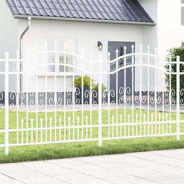 Grote foto vidaxl tuin hek wit 165 cm poedergecoat staal tuin en terras hekken en schuttingen