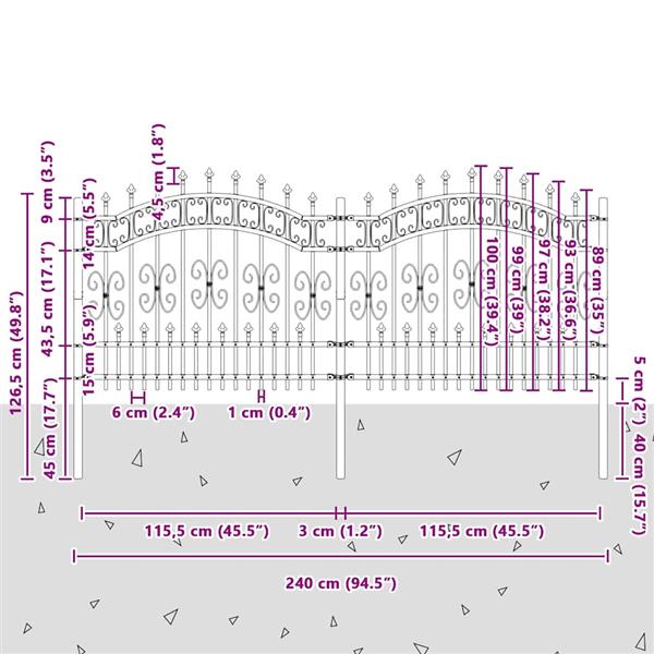 Grote foto vidaxl tuin hek wit 140 cm poedergecoat staal tuin en terras hekken en schuttingen