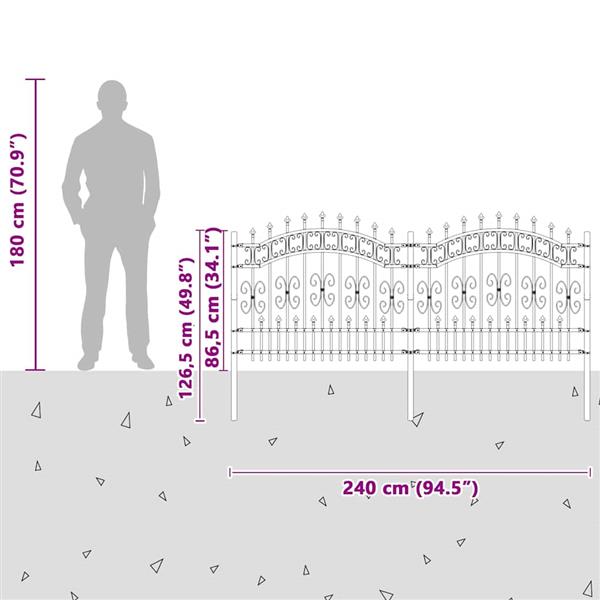 Grote foto vidaxl tuin hek wit 140 cm poedergecoat staal tuin en terras hekken en schuttingen