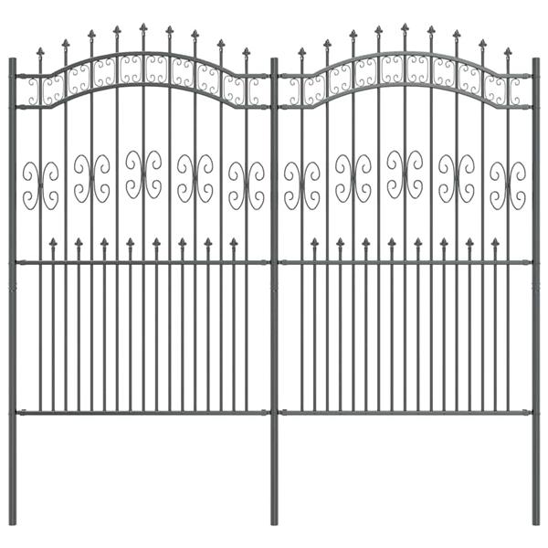 Grote foto vidaxl tuin hek grijs 215 cm poedergecoat staal tuin en terras hekken en schuttingen