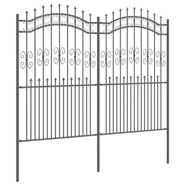 Grote foto vidaxl tuin hek grijs 215 cm poedergecoat staal tuin en terras hekken en schuttingen