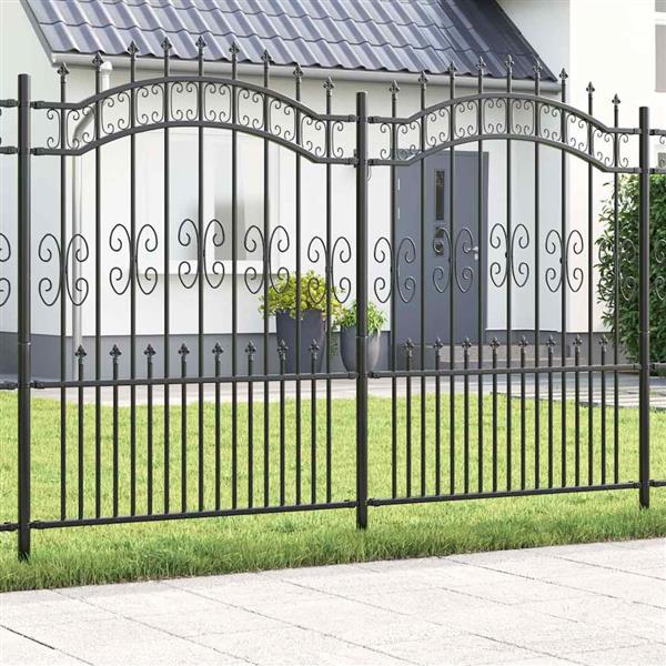 Grote foto vidaxl tuin hek grijs 190 cm poedergecoat staal tuin en terras hekken en schuttingen