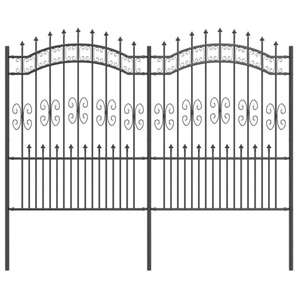 Grote foto vidaxl tuin hek grijs 190 cm poedergecoat staal tuin en terras hekken en schuttingen
