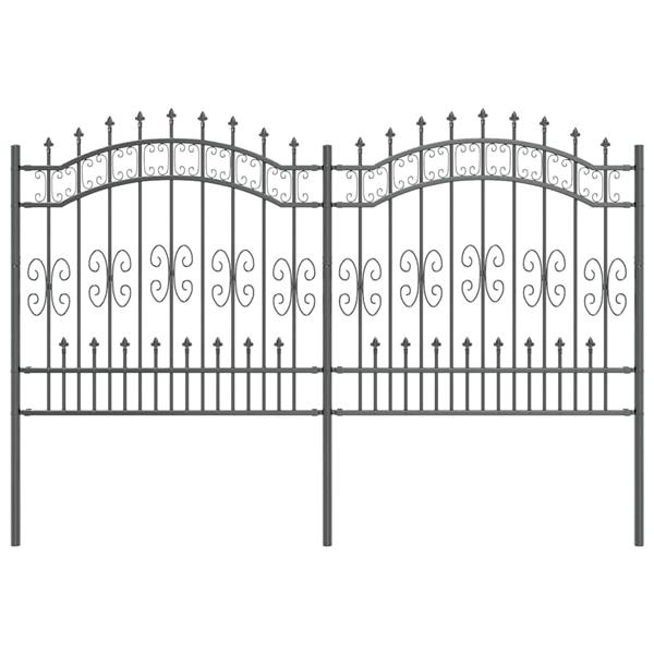 Grote foto vidaxl tuin hek grijs 165 cm poedergecoat staal tuin en terras hekken en schuttingen