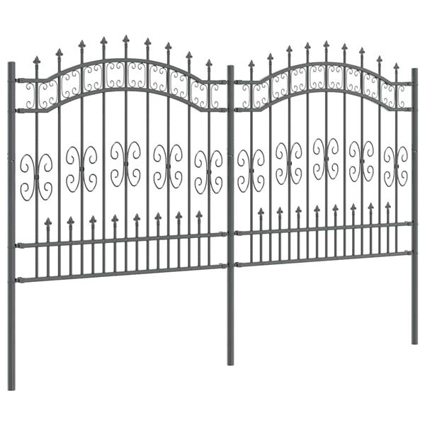 Grote foto vidaxl tuin hek grijs 165 cm poedergecoat staal tuin en terras hekken en schuttingen