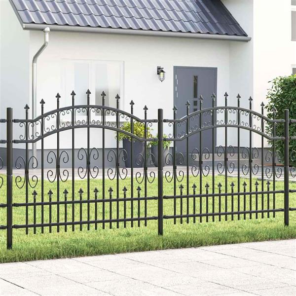 Grote foto vidaxl tuin hek grijs 140 cm poedergecoat staal tuin en terras hekken en schuttingen