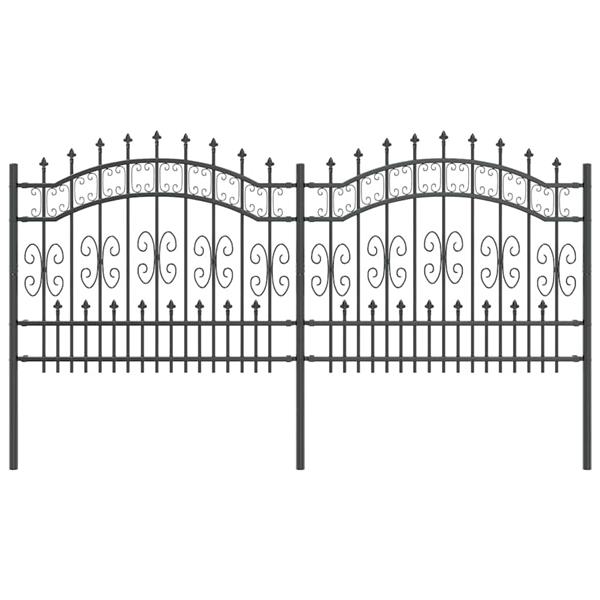 Grote foto vidaxl tuin hek grijs 140 cm poedergecoat staal tuin en terras hekken en schuttingen
