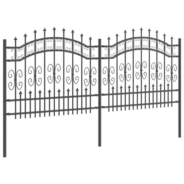 Grote foto vidaxl tuin hek grijs 140 cm poedergecoat staal tuin en terras hekken en schuttingen