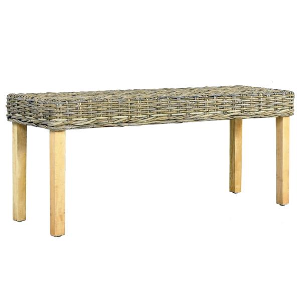 Grote foto vidaxl bankje 110 cm natuurlijk kubu rattan en massief mahoniehout huis en inrichting stoelen