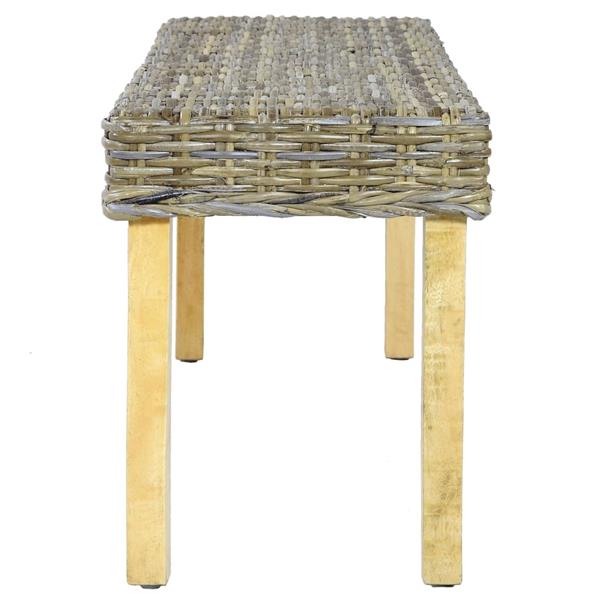 Grote foto vidaxl bankje 110 cm natuurlijk kubu rattan en massief mahoniehout huis en inrichting stoelen