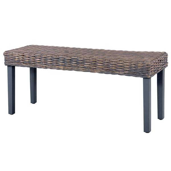 Grote foto vidaxl bankje 110 cm natuurlijk kubu rattan en massief mahoniehout grijs huis en inrichting stoelen