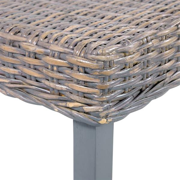 Grote foto vidaxl bankje 110 cm natuurlijk kubu rattan en massief mahoniehout grijs huis en inrichting stoelen