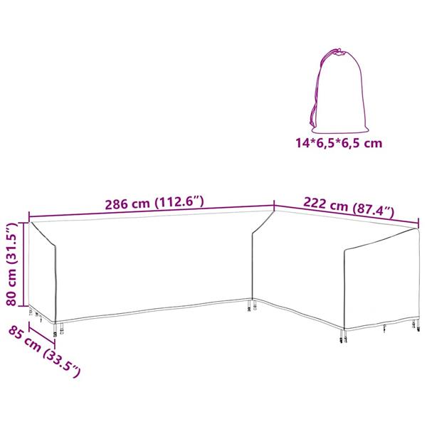 Grote foto vidaxl hoes voor tuinmeubelen zwart 286 x 222 x 80 cm 210d stof tuin en terras tuinmeubelen