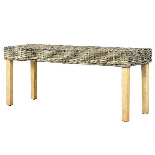 Grote foto vidaxl bankje 110 cm natuurlijk kubu rattan en massief mahoniehout huis en inrichting stoelen