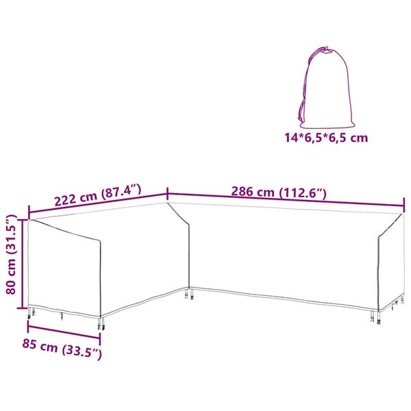 Grote foto vidaxl hoes voor tuinmeubelen zwart 286 x 222 x 80 cm 420d stof tuin en terras tuinmeubelen