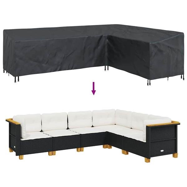 Grote foto vidaxl hoes voor tuinmeubelen zwart 286 x 222 x 80 cm 420d stof tuin en terras tuinmeubelen