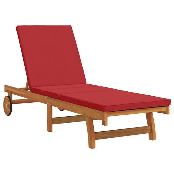 Grote foto vidaxl ligstoel met kussen bruin 63 x 199 x 85cm massief acaciahout tuin en terras tuinmeubelen