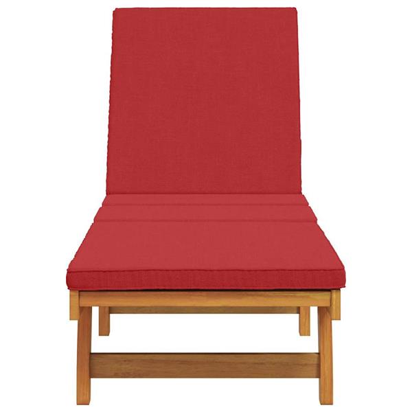 Grote foto vidaxl ligstoel met kussen bruin 63 x 199 x 85cm massief acaciahout tuin en terras tuinmeubelen