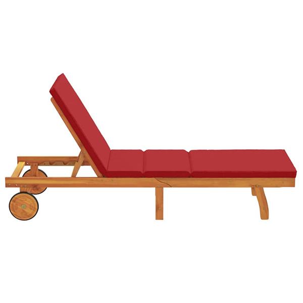 Grote foto vidaxl ligstoel met kussen bruin 63 x 199 x 85cm massief acaciahout tuin en terras tuinmeubelen
