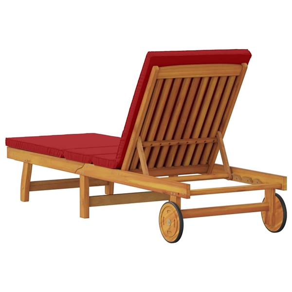 Grote foto vidaxl ligstoel met kussen bruin 63 x 199 x 85cm massief acaciahout tuin en terras tuinmeubelen