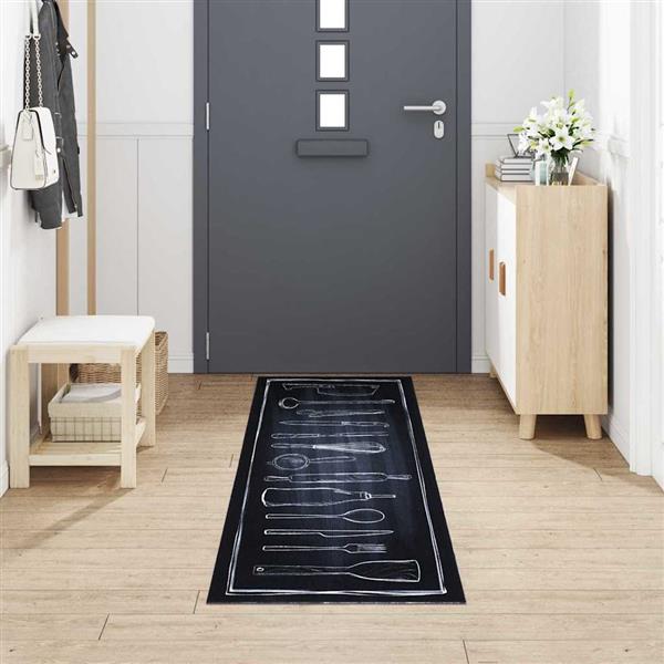 Grote foto vidaxl keuken mat toile zwart 300 x 60 cm fluweel tuin en terras overige tuin en terras