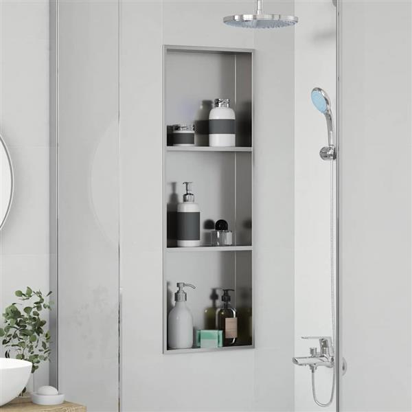 Grote foto vidaxl douche niche zilver 90 x 30 x 9.5 cm roestvrij staal huis en inrichting complete badkamers