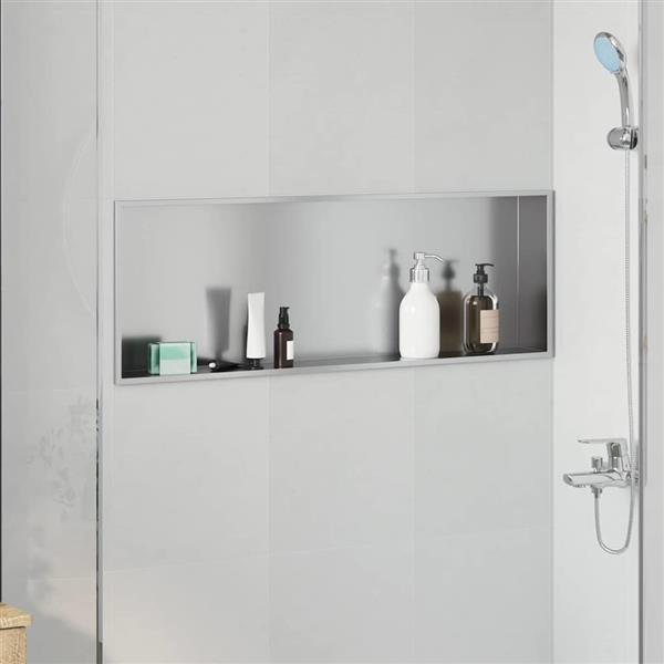 Grote foto vidaxl douche niche zilver 90 x 30 x 9.5 cm roestvrij staal huis en inrichting complete badkamers