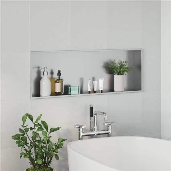 Grote foto vidaxl douche niche zilver 90 x 30 x 9.5 cm roestvrij staal huis en inrichting complete badkamers