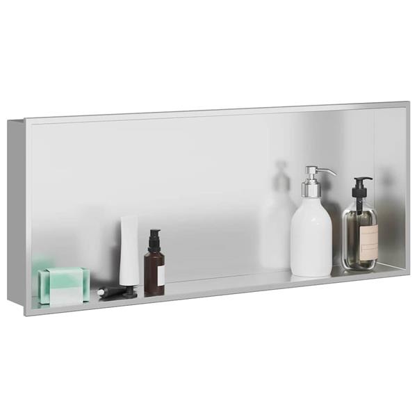 Grote foto vidaxl douche niche zilver 75 x 30 x 9.5 cm roestvrij staal huis en inrichting complete badkamers