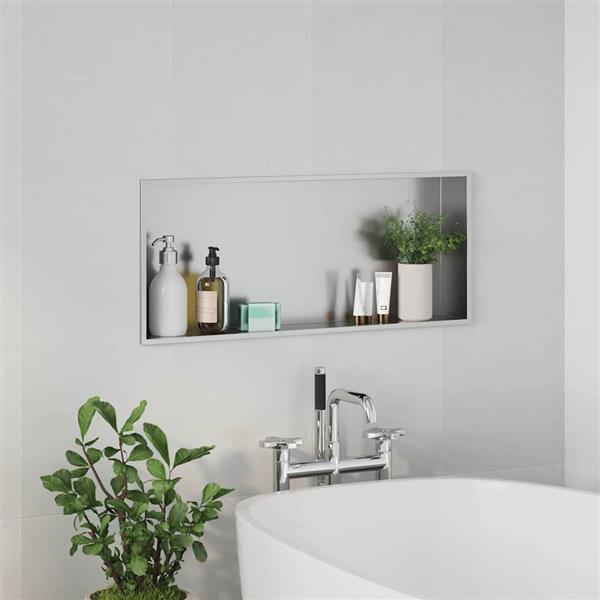 Grote foto vidaxl douche niche zilver 75 x 30 x 9.5 cm roestvrij staal huis en inrichting complete badkamers