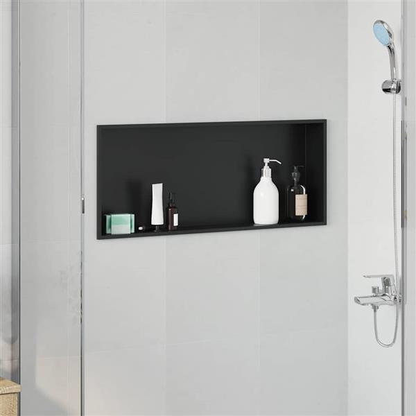 Grote foto vidaxl douche niche zwart 75 x 30 x 9.5 cm roestvrij staal huis en inrichting complete badkamers