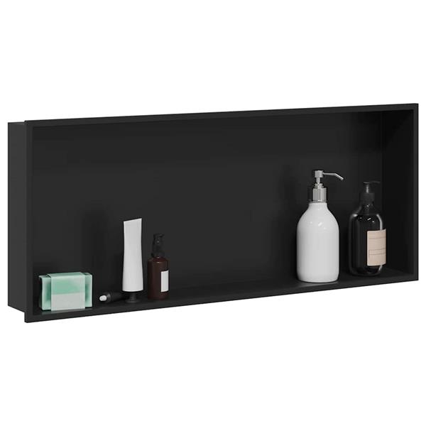Grote foto vidaxl douche niche zwart 75 x 30 x 9.5 cm roestvrij staal huis en inrichting complete badkamers