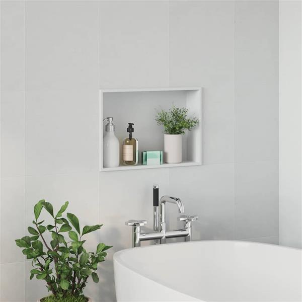 Grote foto vidaxl douche niche wit 45 x 30 x 9.5 cm roestvrij staal huis en inrichting complete badkamers
