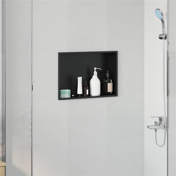 Grote foto vidaxl douche niche zwart 45 x 30 x 9.5 cm roestvrij staal huis en inrichting complete badkamers