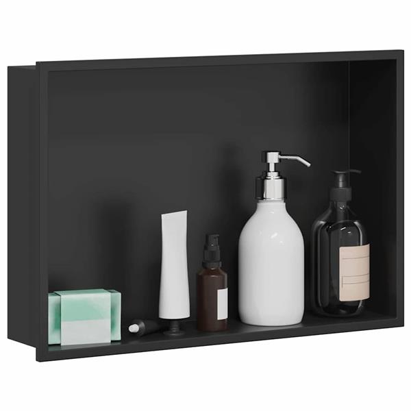 Grote foto vidaxl douche niche zwart 45 x 30 x 9.5 cm roestvrij staal huis en inrichting complete badkamers