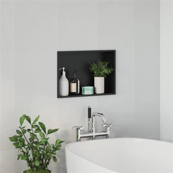Grote foto vidaxl douche niche zwart 45 x 30 x 9.5 cm roestvrij staal huis en inrichting complete badkamers