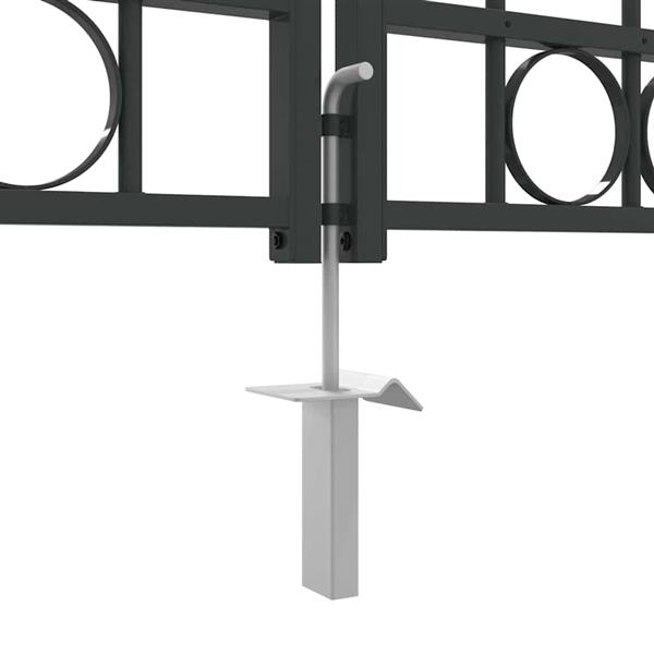 Grote foto vidaxl hekpoort met slot grijs 400 x 125 cm staal tuin en terras hekken en schuttingen