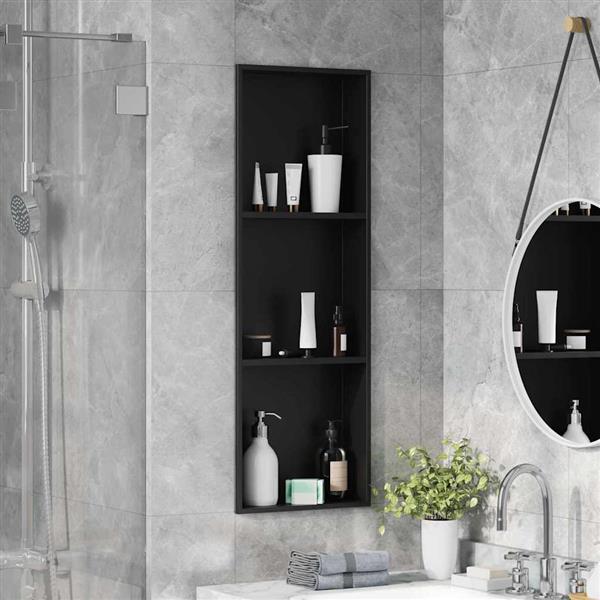 Grote foto vidaxl douche niche zwart 90 x 30 x 9.5 cm roestvrij staal huis en inrichting complete badkamers