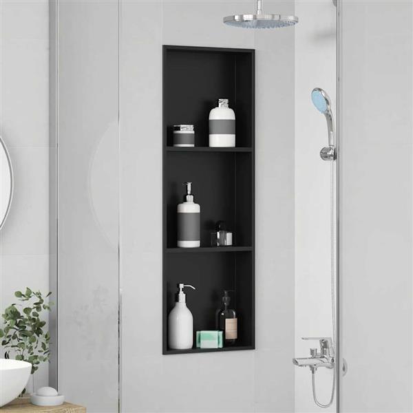 Grote foto vidaxl douche niche zwart 90 x 30 x 9.5 cm roestvrij staal huis en inrichting complete badkamers